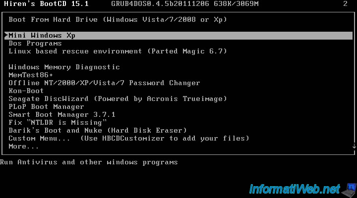 Mini Windows XP loads into RAM (random access memory). If you use a SCSI hard disk, or if you have a RAID configured on your hard drive you can load the 