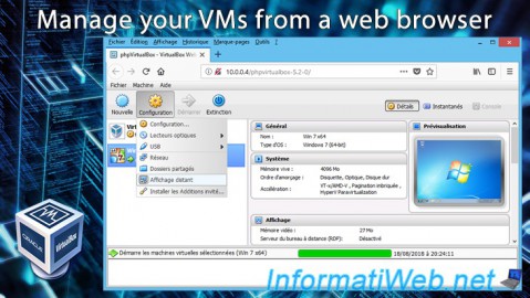 Manage your VirtualBox 6.1 / 6.0 / 5.2 virtual machines from a web browser (phpvirtualbox)