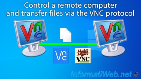 Control a remote computer and transfer files via the VNC protocol (thanks to TightVNC or RealVNC)