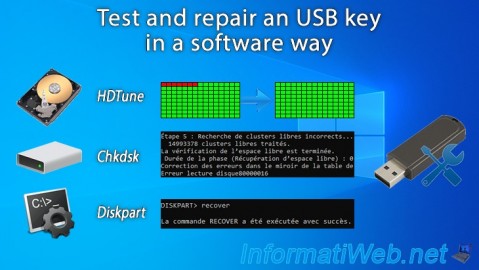 Test and repair an USB key in a software way (file system, bad sectors, ...)