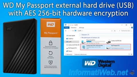 WD My Passport - External hard drive (USB) with AES 256-bit hardware encryption