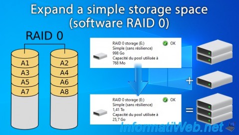 Expand a simple storage space (software RAID 0) on Windows 8 to 11