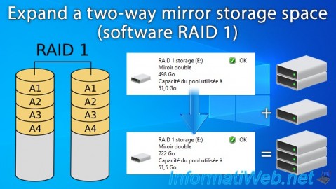 Expand a two-way mirror storage space (software RAID 1) on Windows 8 to 11